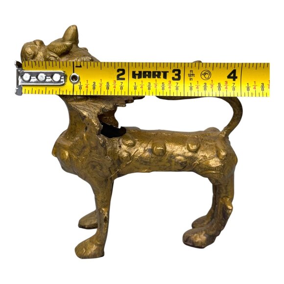 Vtg Brass Feng Shui Dragon Figurine Buddhist Foo Dog Snow Lion Incense Burner - Picture 5 of 9